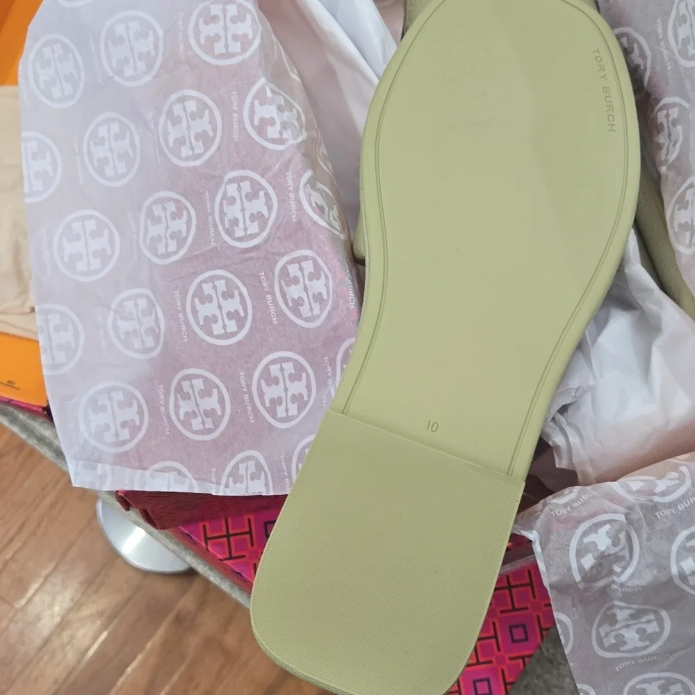 Tory Burch Double T Sport Slide Tumbled Leather - Picture 7 of 11